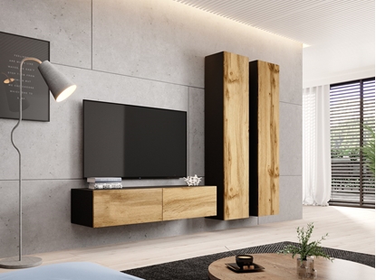 Picture of Cama living room cabinet set VIGO 9 black/wotan oak