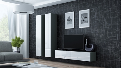 Attēls no Cama Living room cabinet set VIGO 9 grey/white gloss