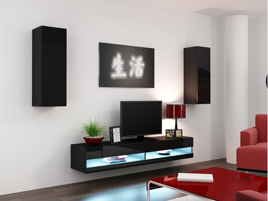 Изображение Cama Living room cabinet set VIGO NEW 10 black/black gloss