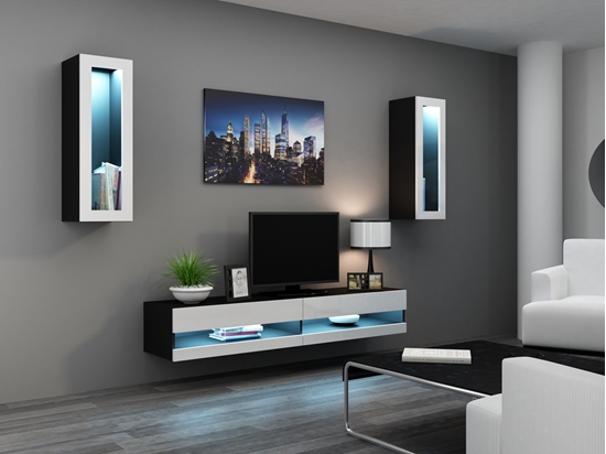 Изображение Cama Living room cabinet set VIGO NEW 11 black/white gloss