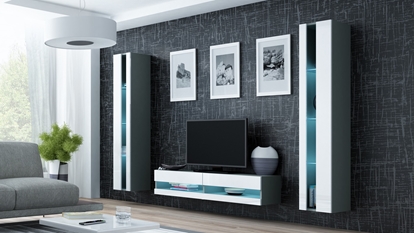 Attēls no Cama Living room cabinet set VIGO NEW 12 grey/white gloss