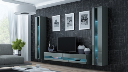 Attēls no Cama Living room cabinet set VIGO NEW 3 grey/grey gloss