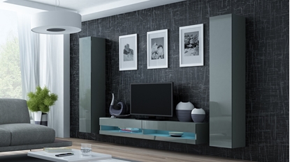 Изображение Cama Living room cabinet set VIGO NEW 4 grey/grey gloss