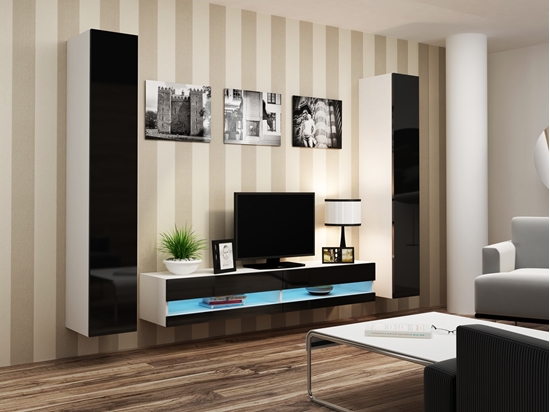 Picture of Cama Living room cabinet set VIGO NEW 4 white/black gloss