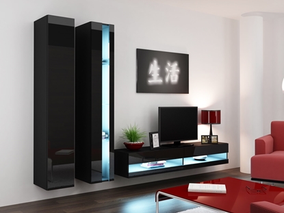 Изображение Cama Living room cabinet set VIGO NEW 5 black/black gloss