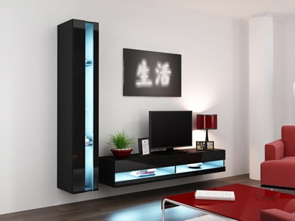 Изображение Cama Living room cabinet set VIGO NEW 8 black/black gloss