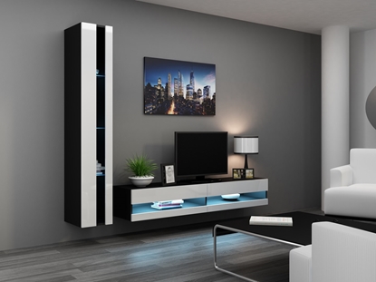 Изображение Cama Living room cabinet set VIGO NEW 8 black/white gloss