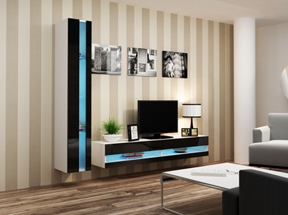 Изображение Cama Living room cabinet set VIGO NEW 8 white/black gloss