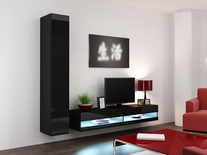 Изображение Cama Living room cabinet set VIGO NEW 9 black/black gloss