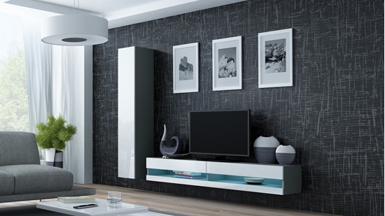 Изображение Cama Living room cabinet set VIGO NEW 9 grey/white gloss