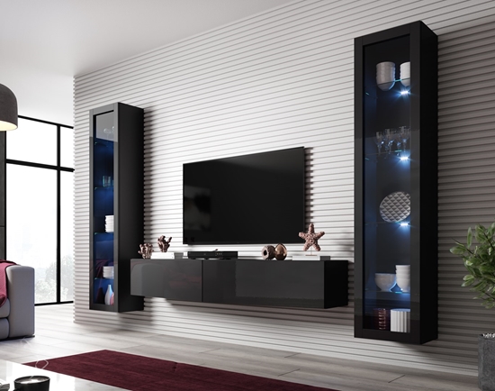 Picture of Cama Living room cabinet set VIGO SLANT 6 black/black gloss