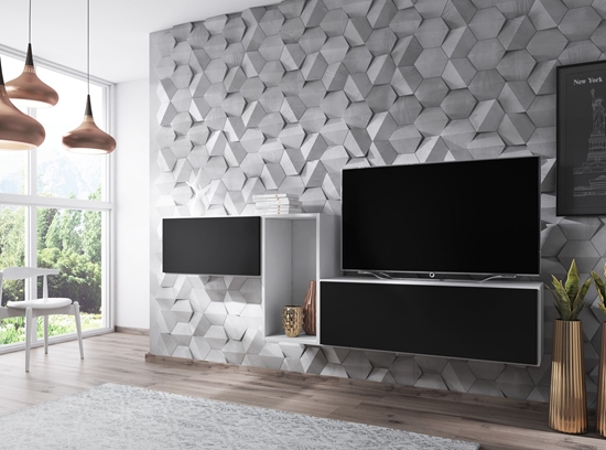 Picture of Cama living room furniture set ROCO 11 (RO1+RO3+RO4) white/white/black