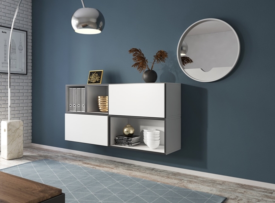 Picture of Cama living room furniture set ROCO 15 (RO4+2xRO3+2xRO6) white/black/white