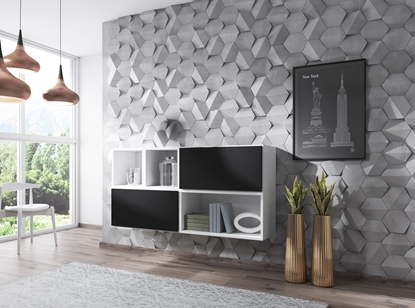 Picture of Cama living room furniture set ROCO 15 (RO4+2xRO3+2xRO6) white/white/black