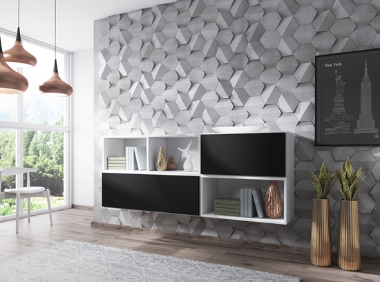 Picture of Cama living room furniture set ROCO 16 (RO1+RO2+RO3+RO4) white/white/black