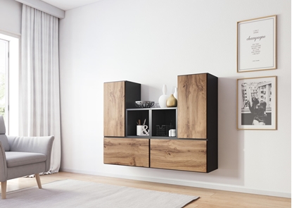 Picture of Cama living room furniture set ROCO 18 (4xRO3 + 2xRO6) antracite/wotan oak