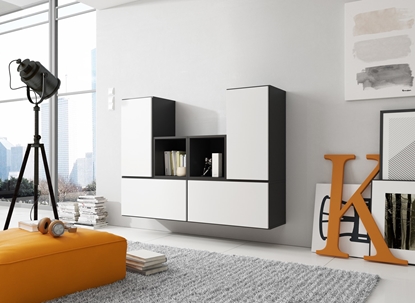 Picture of Cama living room furniture set ROCO 18 (4xRO3 + 2xRO6) black/black/white