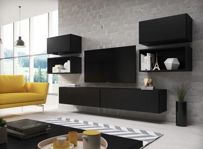 Attēls no Cama living room furniture set ROCO 3 (2xRO3+2xRO4+2xRO1) black/black/black