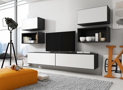 Attēls no Cama living room furniture set ROCO 3 (2xRO3+2xRO4+2xRO1) black/black/white