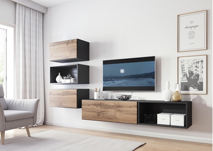 Picture of Cama living room furniture set ROCO 4 (RO1+2xRO3+2xRO4) antracite/wotan oak