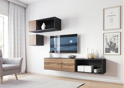 Picture of Cama living room furniture set ROCO 5 (RO1+2xRO4+2xRO5) antracite/wotan oak