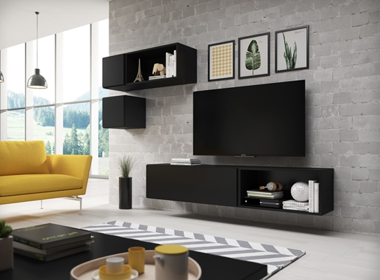 Picture of Cama living room furniture set ROCO 5 (RO1+2xRO4+2xRO5) black/black/black