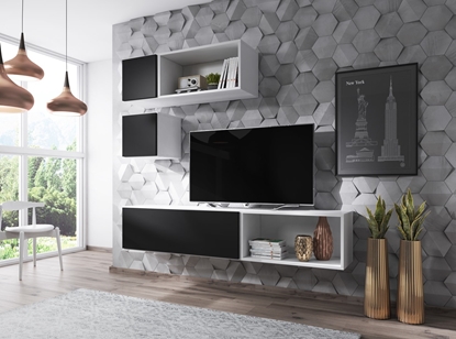 Picture of Cama living room furniture set ROCO 5 (RO1+2xRO4+2xRO5) white/white/black