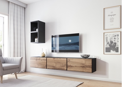 Attēls no Cama living room furniture set ROCO 7 (3xRO3 + 2xRO6) antracite/wotan oak