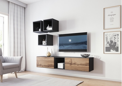 Picture of Cama living room furniture set ROCO 8 (2xRO3 + 4xRO6) antracite/wotan oak
