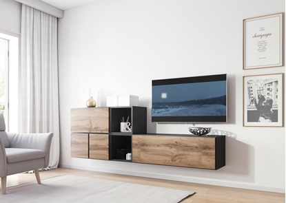 Picture of Cama living room furniture set ROCO 9 (RO1+RO3+2xRO6+2xRO5) antracite/wotan oak