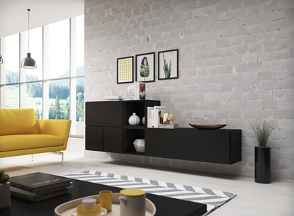 Attēls no Cama living room furniture set ROCO 9 (RO1+RO3+2xRO6+2xRO5) black/black/black
