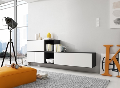 Picture of Cama living room furniture set ROCO 9 (RO1+RO3+2xRO6+2xRO5) black/black/white