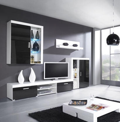 Picture of Cama living room storage set SAMBA A white/black gloss