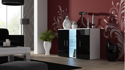 Attēls no Cama sideboard 120 cm SOHO S7 white/black gloss
