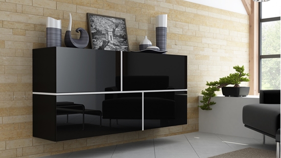 Picture of Cama sideboard GOYA 170/40/80 black/black gloss+white