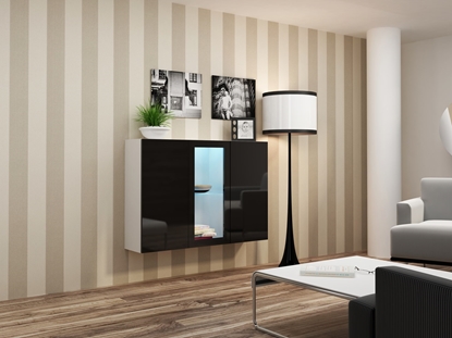 Attēls no Cama Sideboard VIGO 90/120/38 white/black glossy