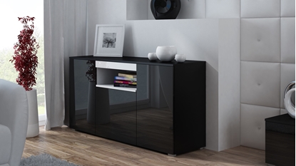 Attēls no Cama sideboard VIVA 150 black/black gloss + white