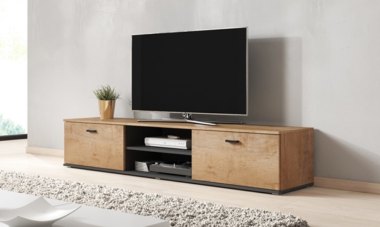 Picture of Cama SOHO 5 set (RTV180 cabinet + wall unit + shelves) oak lefkas + black