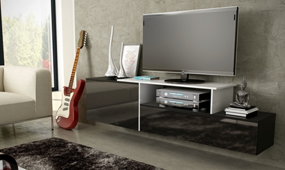 Изображение Cama TV cabinet SIGMA 3 180 black/black gloss + biały