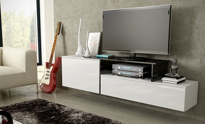 Attēls no Cama TV cabinet SIGMA 3 180 white/white gloss + black