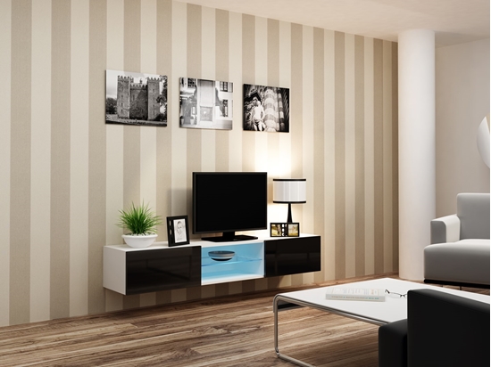 Изображение Cama TV stand VIGO GLASS 30/180/40 white/black gloss