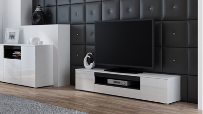 Picture of Cama TV stand VIVA 180 white/white gloss + black