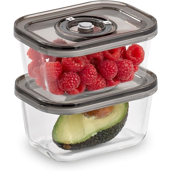 Picture of Caso | Glass Vacuum Containers with Plastic Lid (2 pcs) | VacuBoxx Eco-Duo S | Transparent