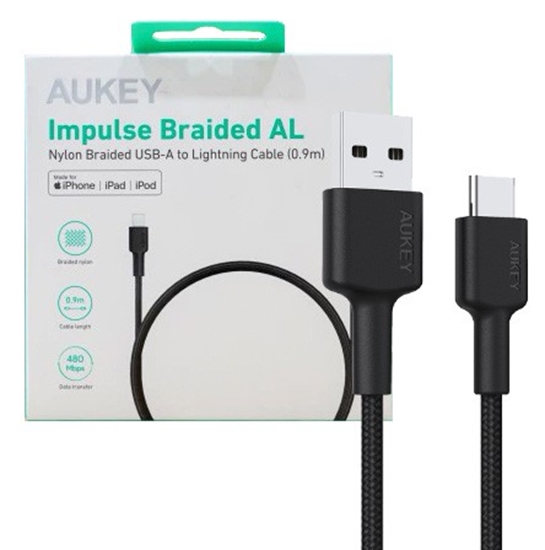 Picture of CB-CD30 kabel USB-C - USB-A 0,9m 60W PD 3A 20V nylonowy oplot czarny
