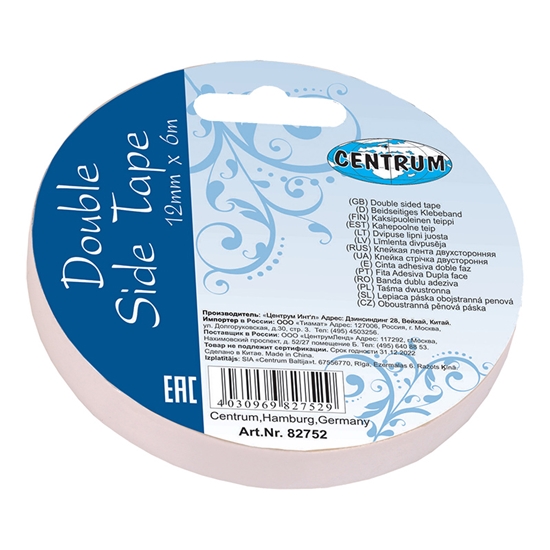 Picture of Līmlente CENTRUM abpusējā 12mm x 6m, caurspīdīga, baltā krāsā