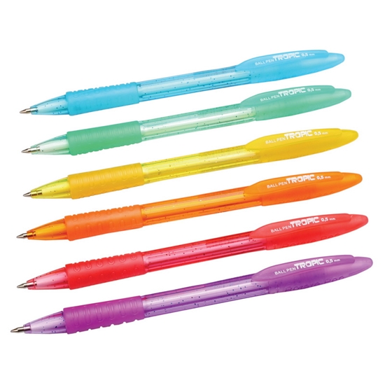 Picture of Lodīšu pildspalva CENTRUM TROPIC 0.5mm assorti korpuss, zila tinte