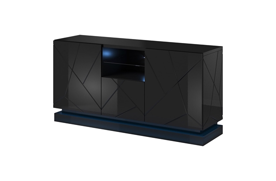 Picture of Chest of drawers QIU 2D1K 150x41.5x75 black gloss/black gloss