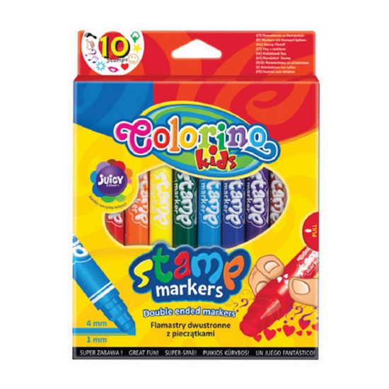 Picture of Flomasteri COLORINO divpusīgi, ar bērnu zīmogiem, 10 krāsas