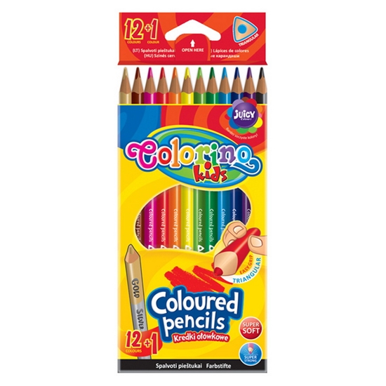 Picture of Krāsanie zīmuļi COLORINO Kids 12+1 krāsas, zelta/sudraba, trīsstūra formas