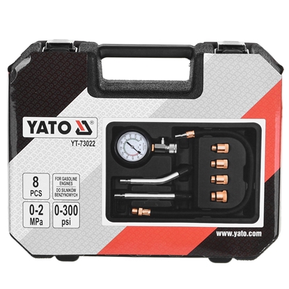 Изображение COMPRESSION PRESSURE GAUGE FOR GASOLINE ENGINES 8 PCS. YATO YT-73022